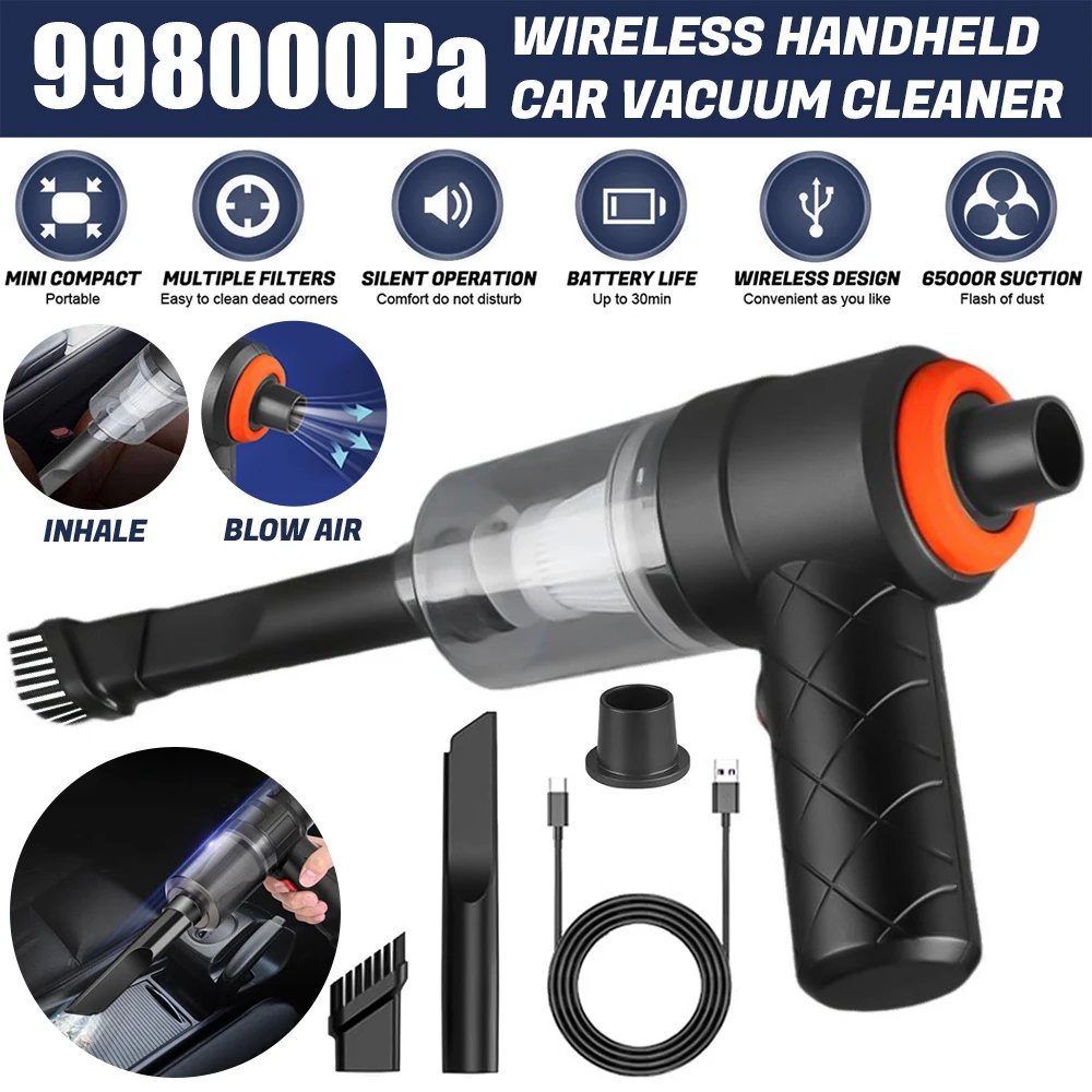 Wireless Handheld Vacuum Cleaner 2 in1 Portable Mini Rechargeable Hand Held Dual Use Vacuum Cleaner Air Blower for Home and Car Wireless Handheld Vacuum Cleaner 2 in1 Portable Mini Rechargeable Hand Held Dual Use Vacuum Cleaner Air Blower for Home and Car