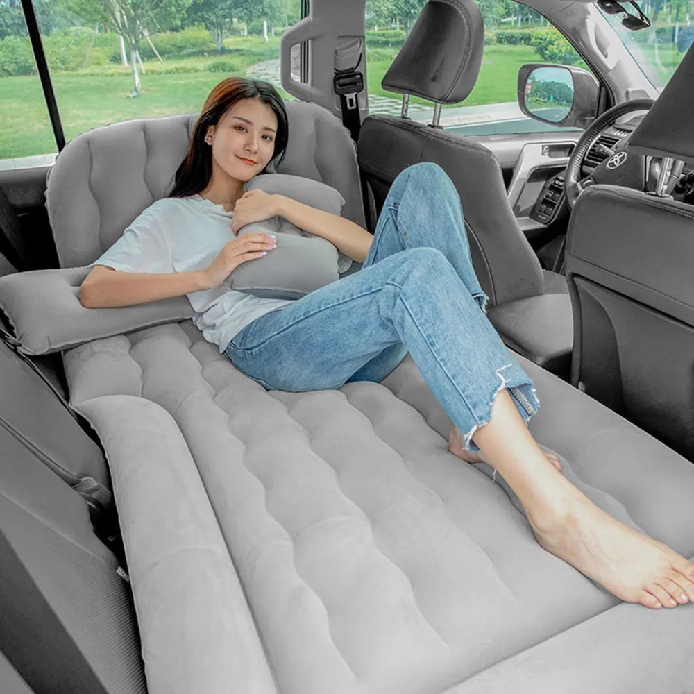 New Car Inflatable Bed Air Travel Mattress PVC and Flocking Car Inflatable Bed Adults Beige Black Gray for For Most Small car