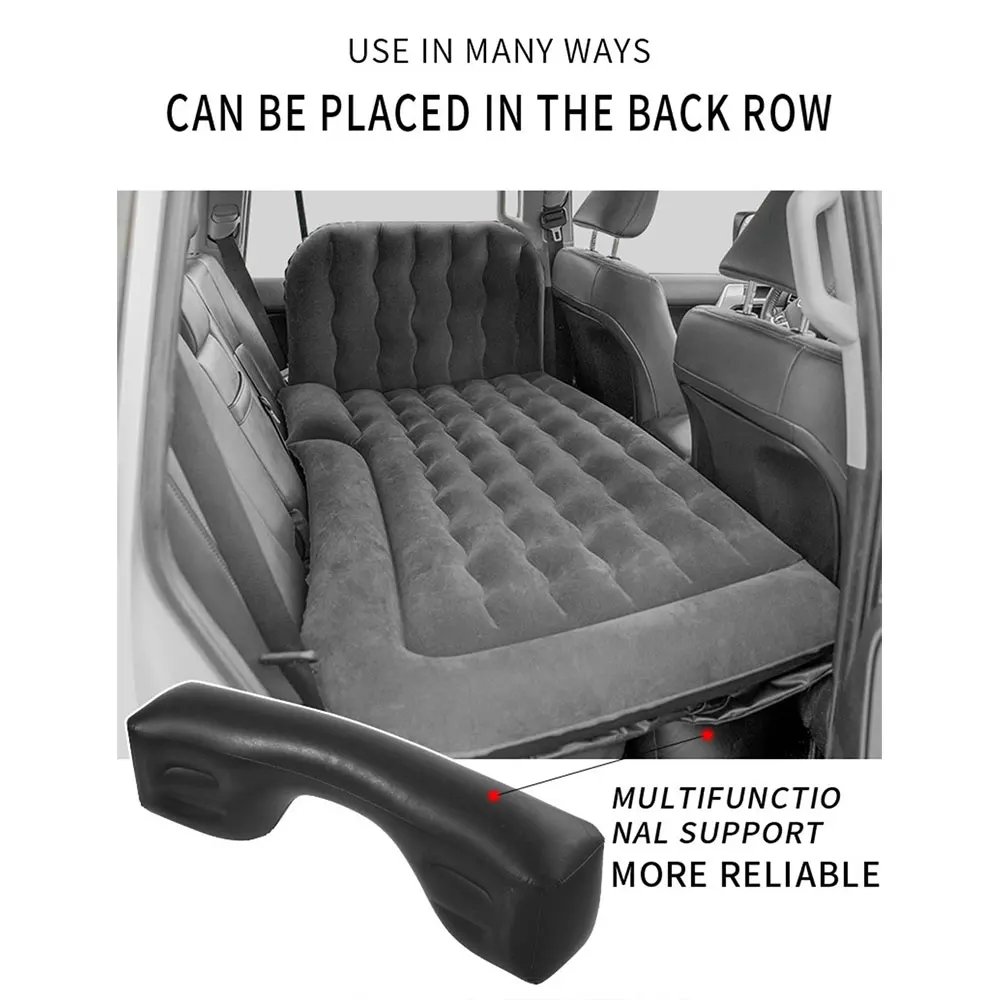 New Car Inflatable Bed Air Travel Mattress PVC and Flocking Car Inflatable Bed Adults Beige Black Gray for For Most Small car
