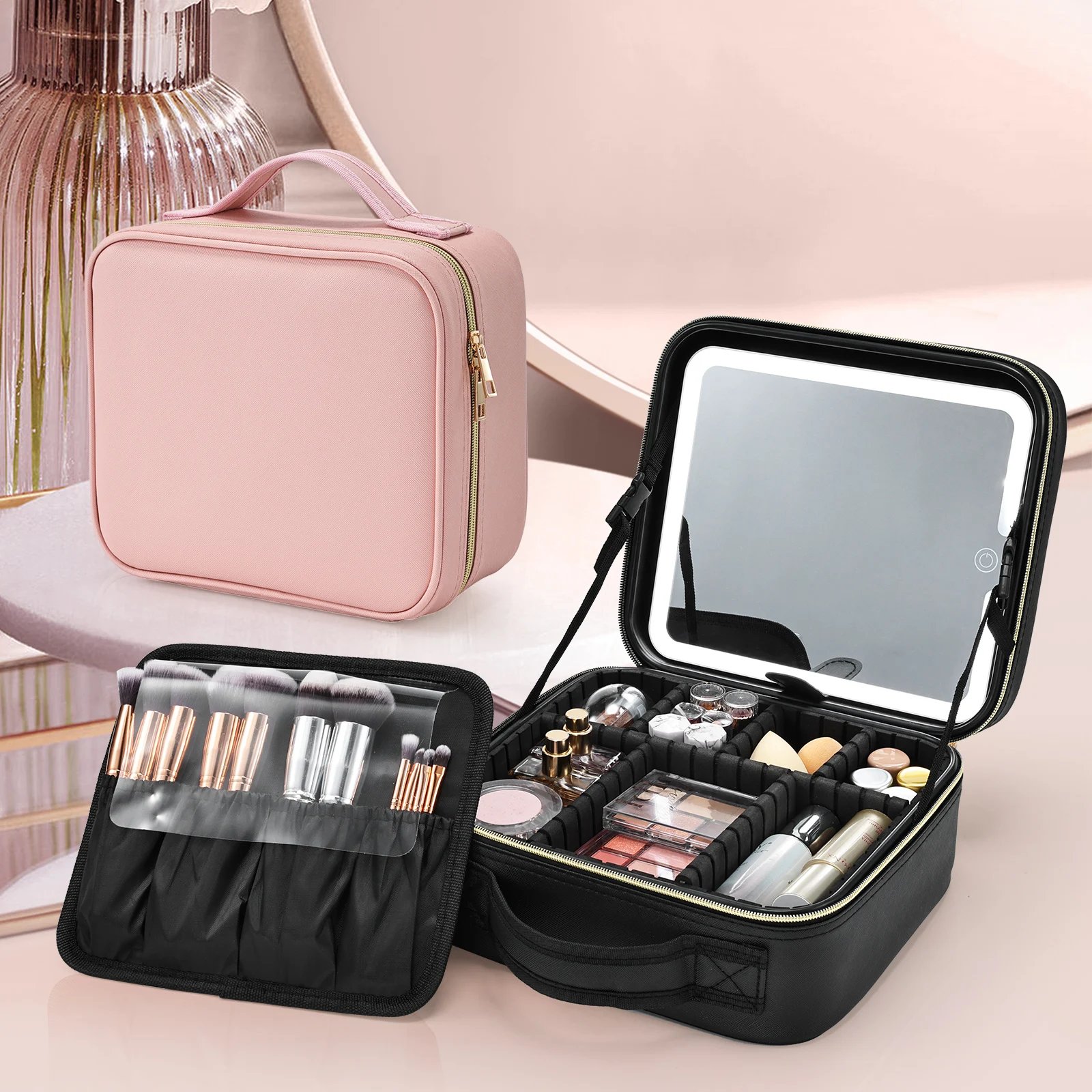 Makeup Bag With Led Mirror 3 Modes Lights Makeup Bag With Vanity Mirror With Lights Travel Makeup Case With Lighted Mirror Makeup Bag With Led Mirror 3 Modes Lights Makeup Bag With Vanity Mirror With Lights Travel Makeup Case With Lighted Mirror