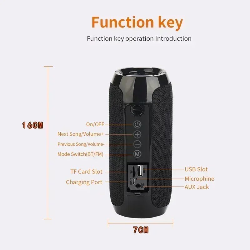 Portable Speaker Wireless Bluetooth-compatible Subwoofer Outdoor Waterproof Loudspeaker Stereo Surround Support FM RadioTF Portable Speaker Wireless Bluetooth-compatible Subwoofer Outdoor Waterproof Loudspeaker Stereo Surround Support FM RadioTF