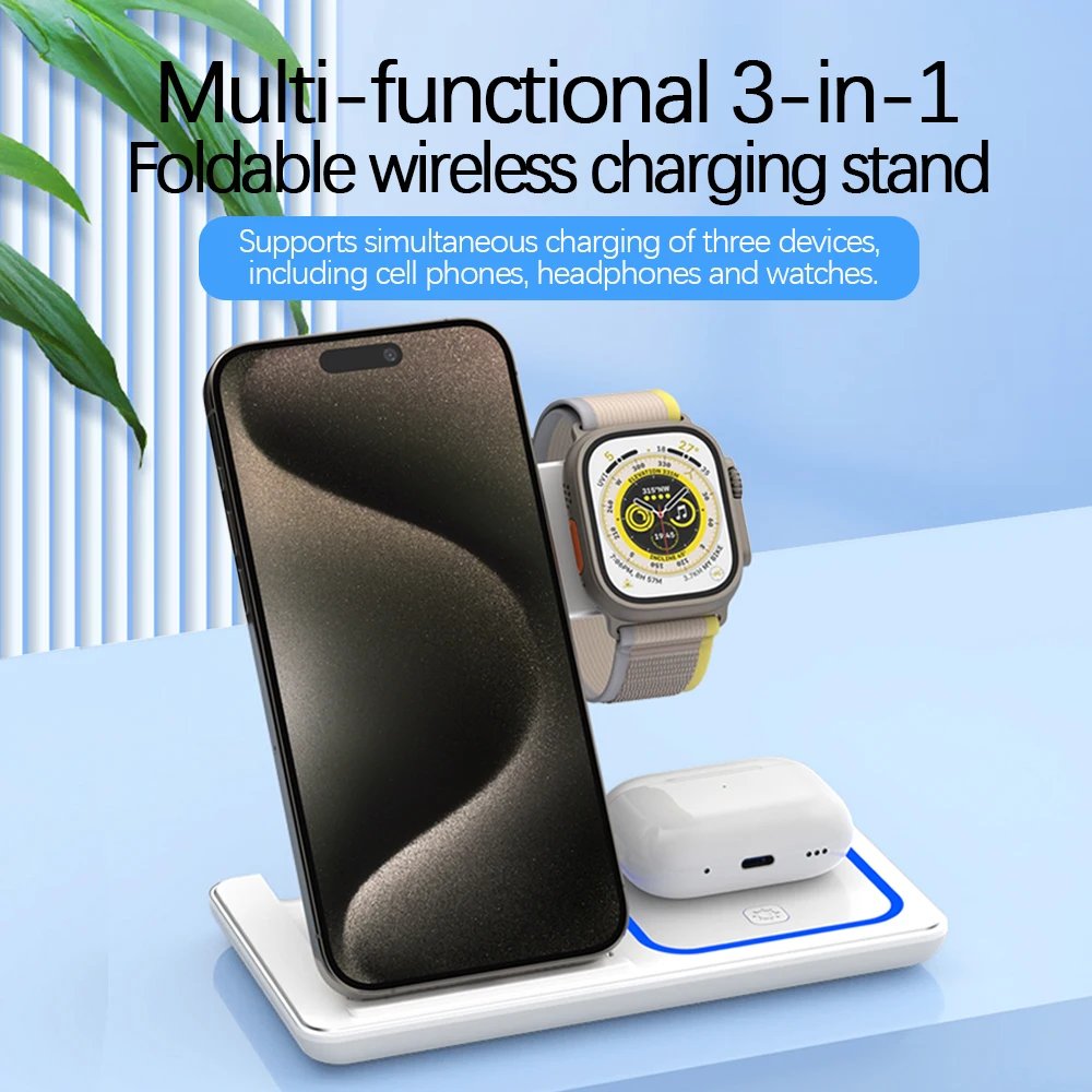 30W LED Fast Wireless Charger Stand 3 in 1 Foldable Charging Station For iPhone 15 14 13 12 11 Apple Watch 9 8 7 6 5 Airpods Pro 30W LED Fast Wireless Charger Stand 3 in 1 Foldable Charging Station For iPhone 15 14 13 12 11 Apple Watch 9 8 7 6 5 Airpods Pro