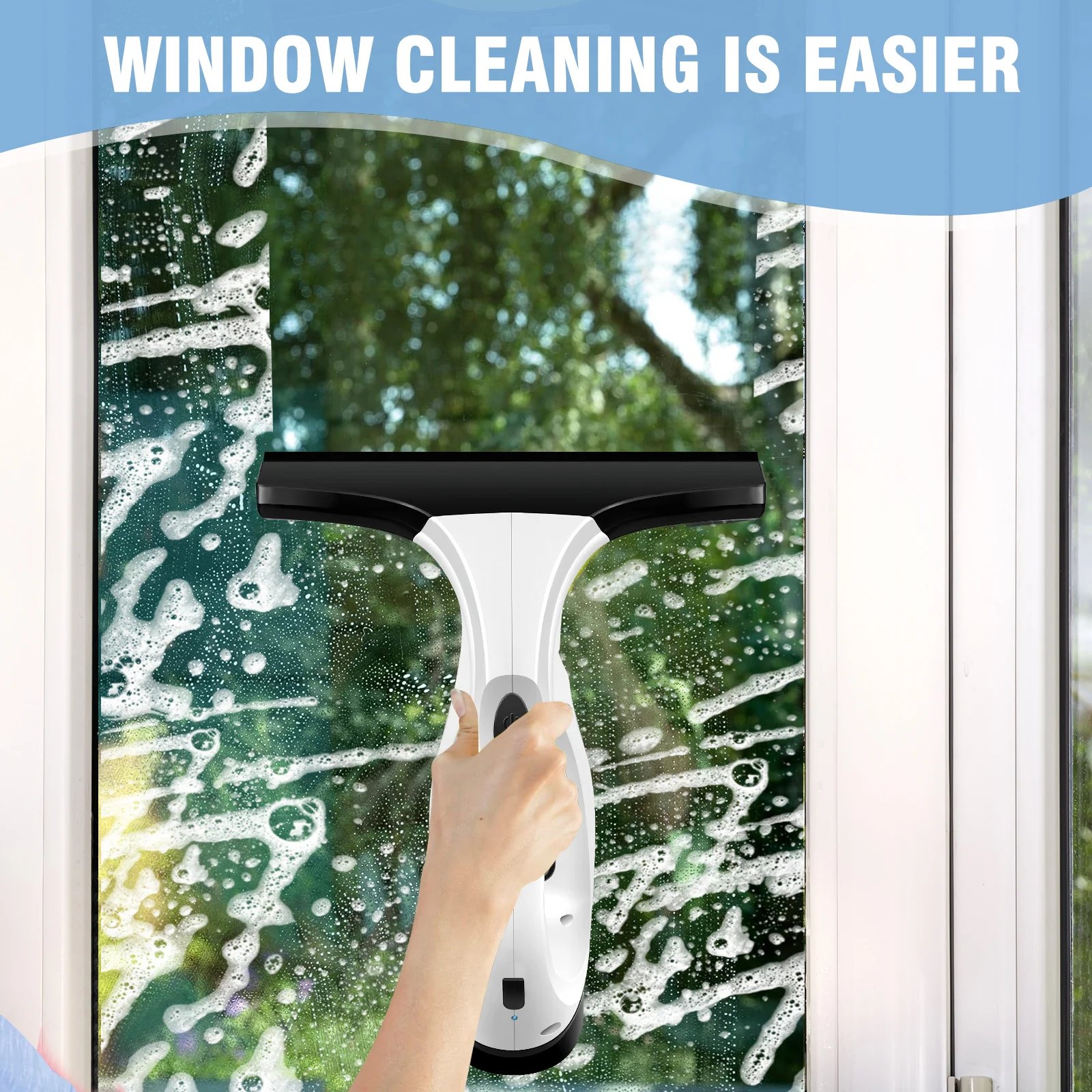 Cordless Window Vac Cleaner Rechargeable - 28cm Squeegee Element & 150ml Water Tank, Window Washer with 200ml Spray Bottle Cordless Window Vac Cleaner Rechargeable - 28cm Squeegee Element & 150ml Water Tank, Window Washer with 200ml Spray Bottle