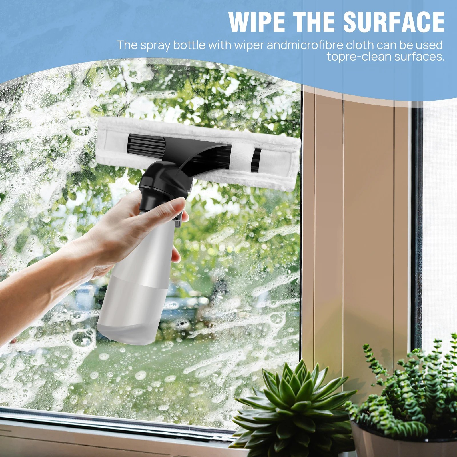 Cordless Window Vac Cleaner Rechargeable - 28cm Squeegee Element & 150ml Water Tank, Window Washer with 200ml Spray Bottle Cordless Window Vac Cleaner Rechargeable - 28cm Squeegee Element & 150ml Water Tank, Window Washer with 200ml Spray Bottle