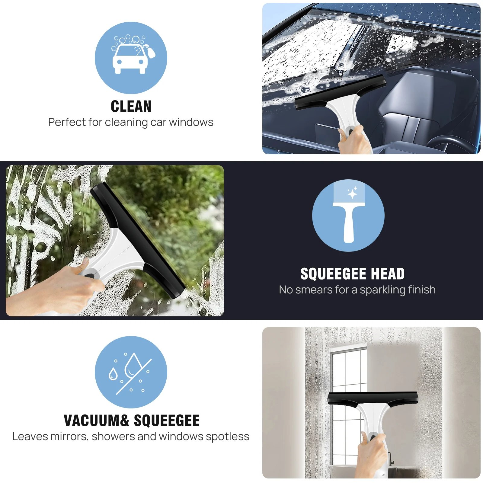 Cordless Window Vac Cleaner Rechargeable – 28cm Squeegee Element & 150ml Water Tank, Window Washer with 200ml Spray Bottle Cordless Window Vac Cleaner Rechargeable - 28cm Squeegee Element & 150ml Water Tank, Window Washer with 200ml Spray Bottle