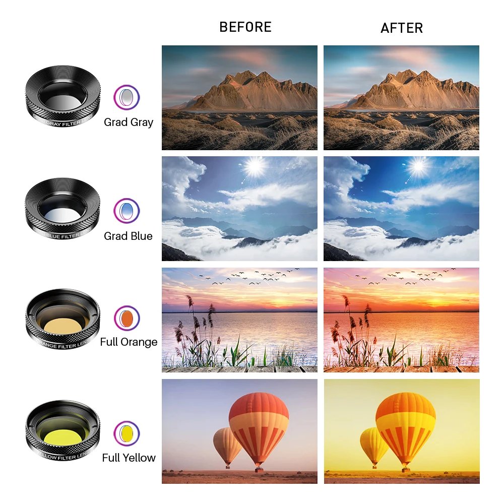 APEXEL 11 in 1 Phone camera Lens Kit fisheye wide lens Full Colorgrad Filter CPL ND Star Filter for iPhone Xiaomi all Smartphone APEXEL 11 in 1 Phone camera Lens Kit fisheye wide lens Full Colorgrad Filter CPL ND Star Filter for iPhone Xiaomi all Smartphone