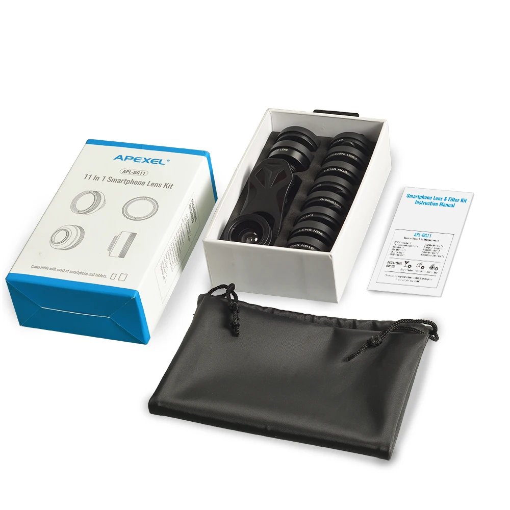 APEXEL 11 in 1 Phone camera Lens Kit fisheye wide lens Full Colorgrad Filter CPL ND Star Filter for iPhone Xiaomi all Smartphone APEXEL 11 in 1 Phone camera Lens Kit fisheye wide lens Full Colorgrad Filter CPL ND Star Filter for iPhone Xiaomi all Smartphone