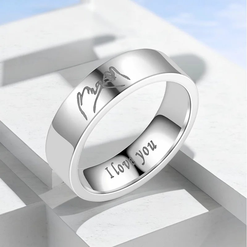 Fashion Titanium Steel Couple Rings With Letters I LOVE YOU Inside Jewelry Gifts For Love Couples Black And White Two Styles Fashion Titanium Steel Couple Rings With Letters I LOVE YOU Inside Jewelry Gifts For Love Couples Black And White Two Styles