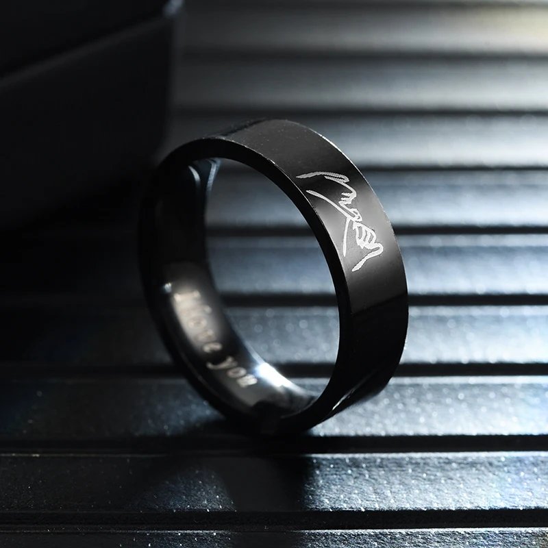 Fashion Titanium Steel Couple Rings With Letters I LOVE YOU Inside Jewelry Gifts For Love Couples Black And White Two Styles Fashion Titanium Steel Couple Rings With Letters I LOVE YOU Inside Jewelry Gifts For Love Couples Black And White Two Styles