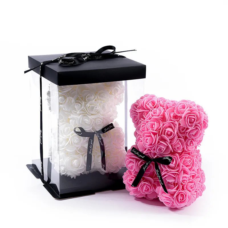 1pc 20cm Rose Bear Artificial Foam Flowers Bear Romantic Creative Gifts For Valentines Day Anniversary Wedding Birthday with Box 1pc 20cm Rose Bear Artificial Foam Flowers Bear Romantic Creative Gifts For Valentines Day Anniversary Wedding Birthday with Box