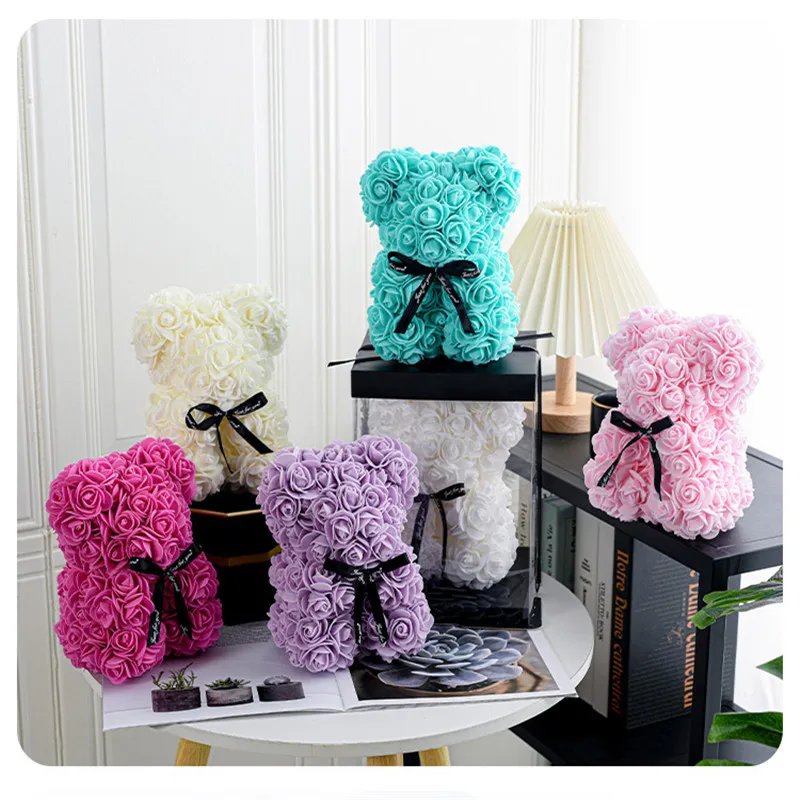 1pc 20cm Rose Bear Artificial Foam Flowers Bear Romantic Creative Gifts For Valentines Day Anniversary Wedding Birthday with Box 1pc 20cm Rose Bear Artificial Foam Flowers Bear Romantic Creative Gifts For Valentines Day Anniversary Wedding Birthday with Box