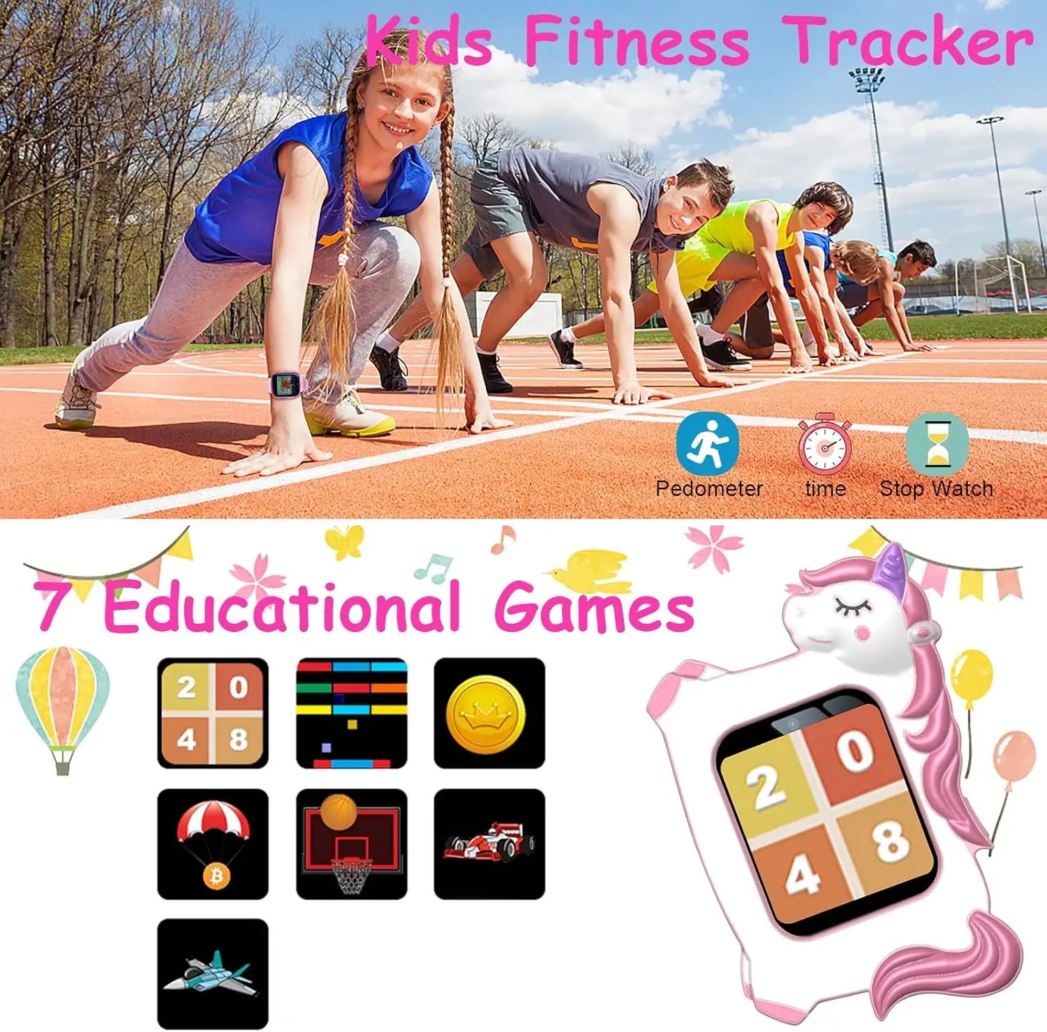 Kids Smart Watch with 90°Rotatable Camera Smartwatch Touch Screen Kids Watch Music Pedometer Flashlight Games Digital Wrist Watc