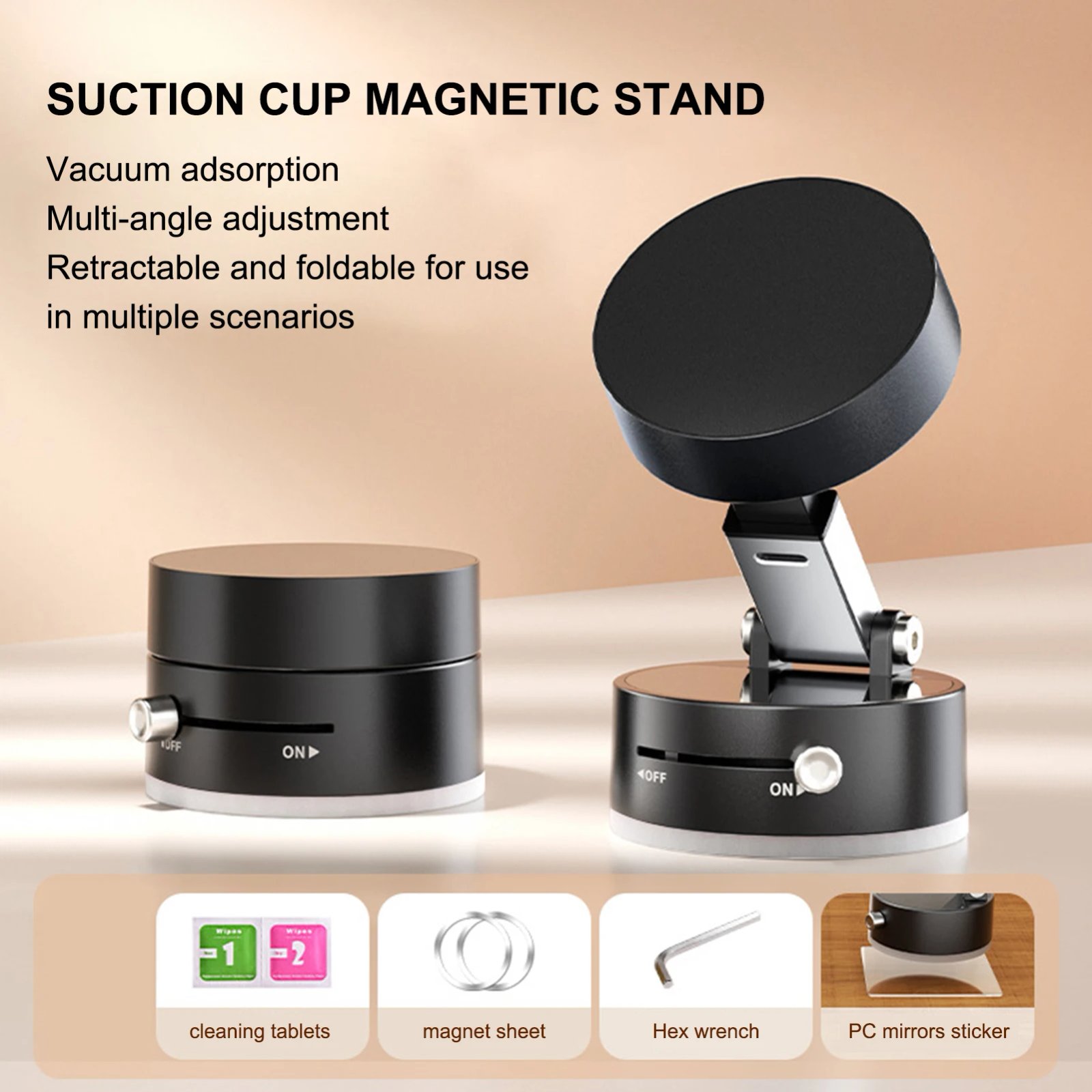 Vacuum Suction Cup Magnetic Car Phone Holder Double-Sided Foldable Magnetic Auto Phone Bracket For Car Interior Accessories